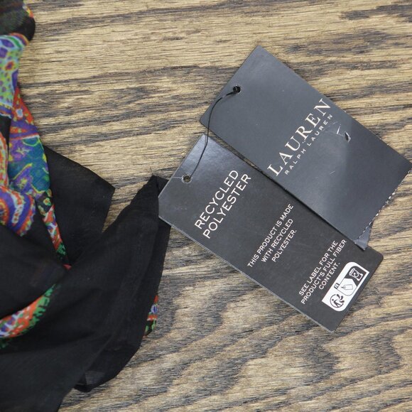 NWT Lauren Ralph Lauren Parder Poncho Swim Cover Up Bordado Paisley Black S/M - Picture 7 of 8